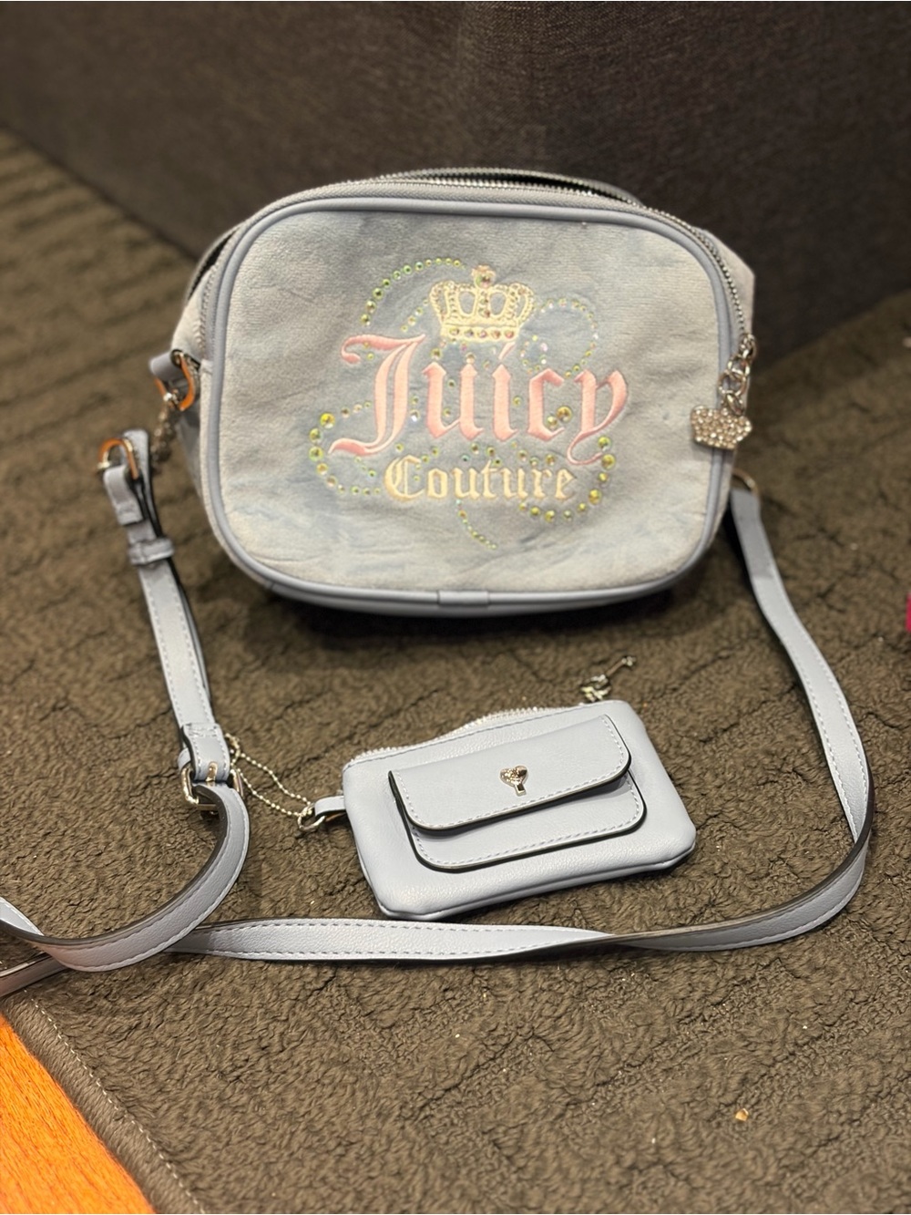 Juicy Couture Pale Blue Crossbody Bag with Coin Pouch